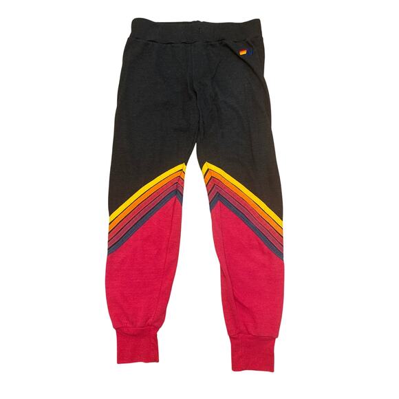 Aviator Nation Pants - Aviator Nation Retro Chevron Casual Color Block Black Red Sweatpants Extra Small